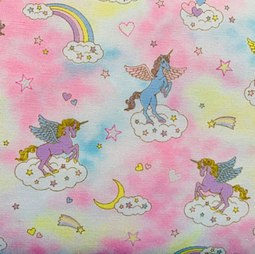 Fairy Tales II Pink Fabric Unicorns